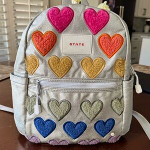 STATE Silver Backpack with Heart Accents